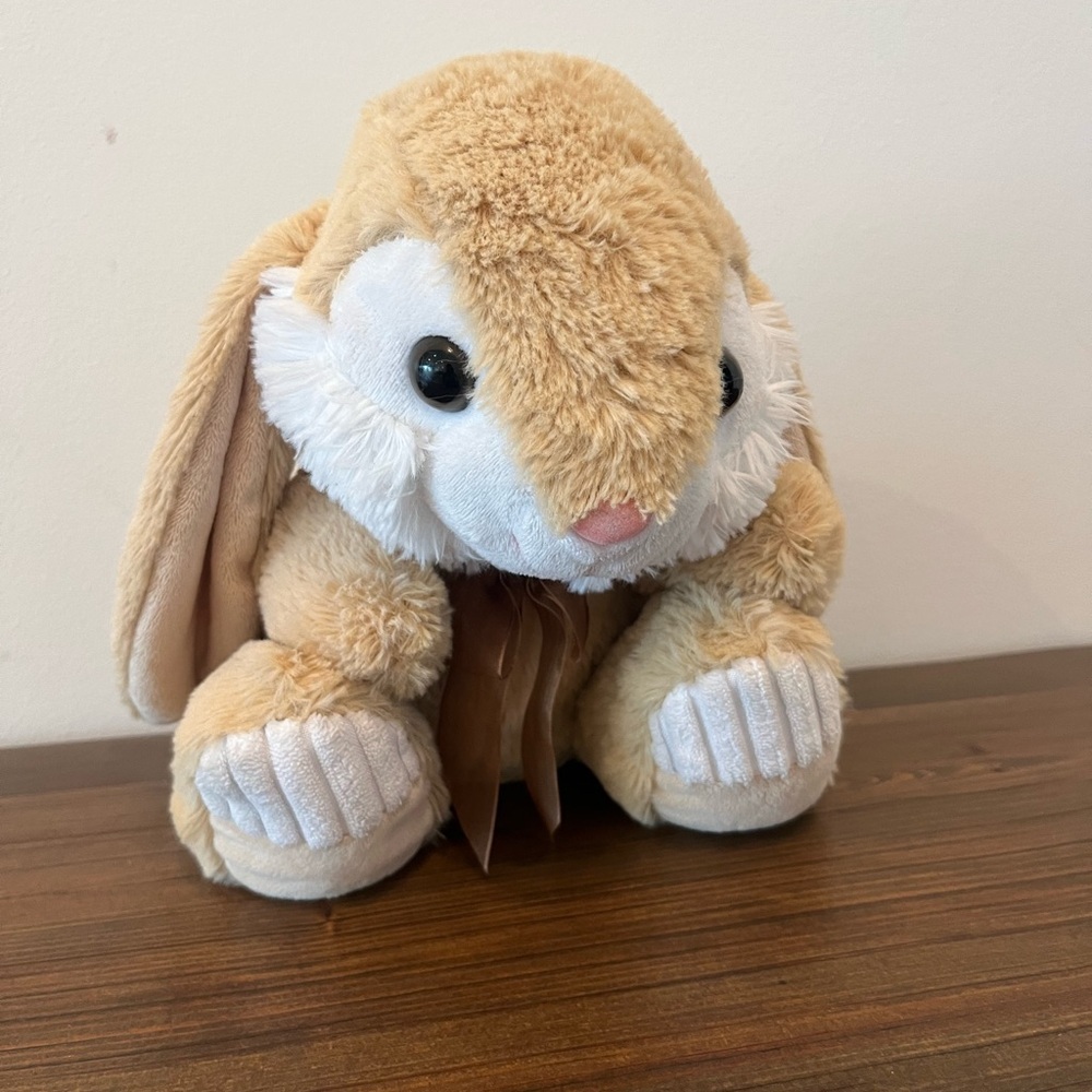 Bunny Rabbit Plush Stuffed Animal Orange Brown w/bow 10"